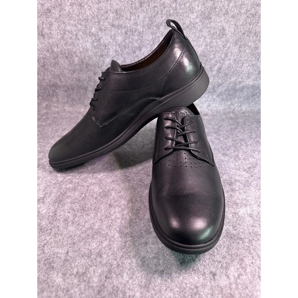 NIB Amberjack The Original Obsidian Black Leather Derby Dress Shoes Mens 8.5 M